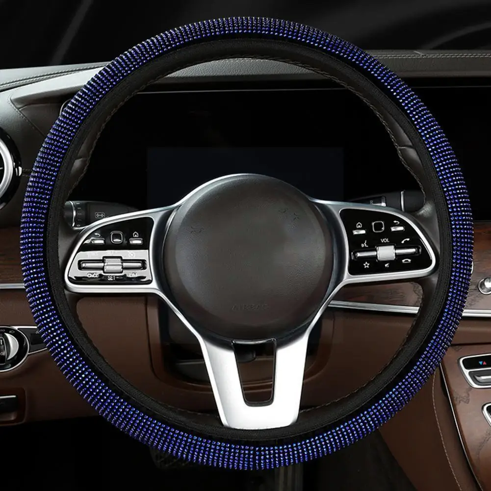 

37/38mm Universal Car Steering Wheel Cover Rhinestones Car Auto Diamond Wheel Case Decor Imitation Interior Cover Steering J4Y5