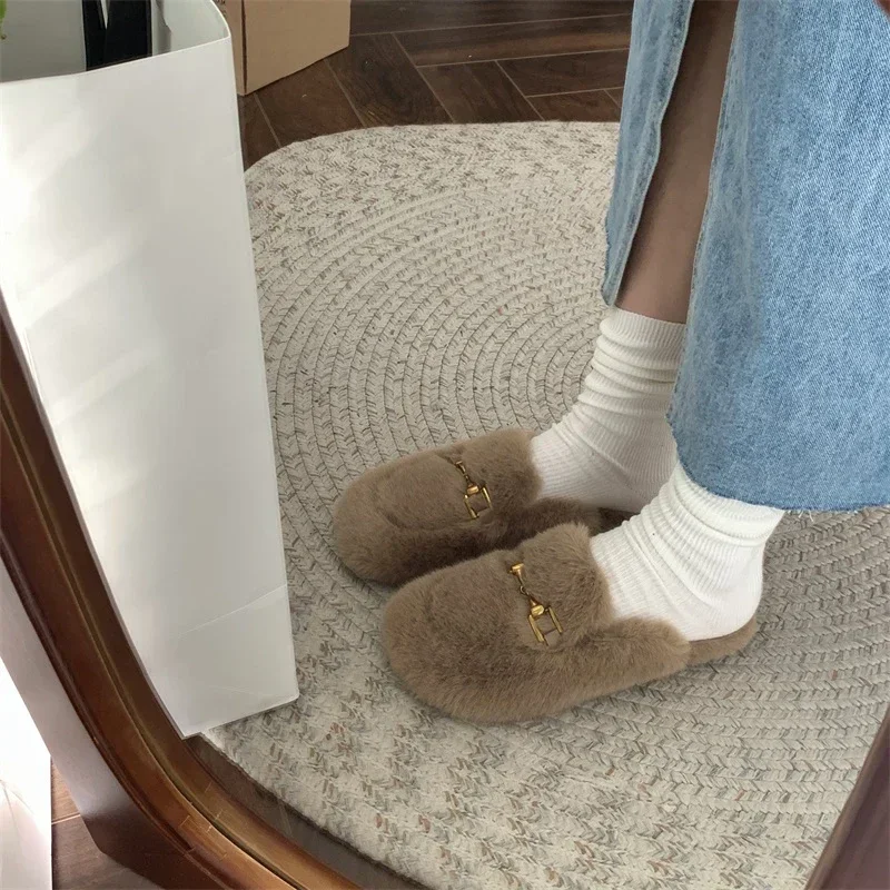 Женские плюшевые тапочки с одним ремешком цвет в ассортименте