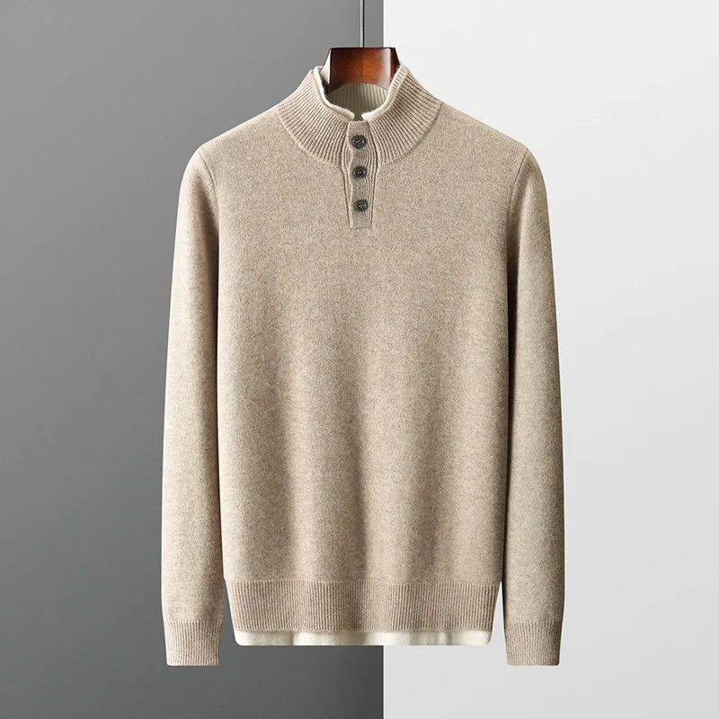 

Мужской кашемировый свитер MVLYFLRT, повседневный Свободный пуловер с воротником-стойкой, большие размеры, Осень-зима 2023