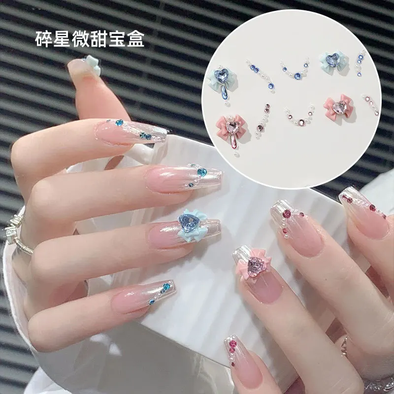 

3D Exquisite Pink Blue Rhinestones Nail Charms Luxury Multi Styles Irregular Nail Decorations DIY Manicure Flatback Accessories