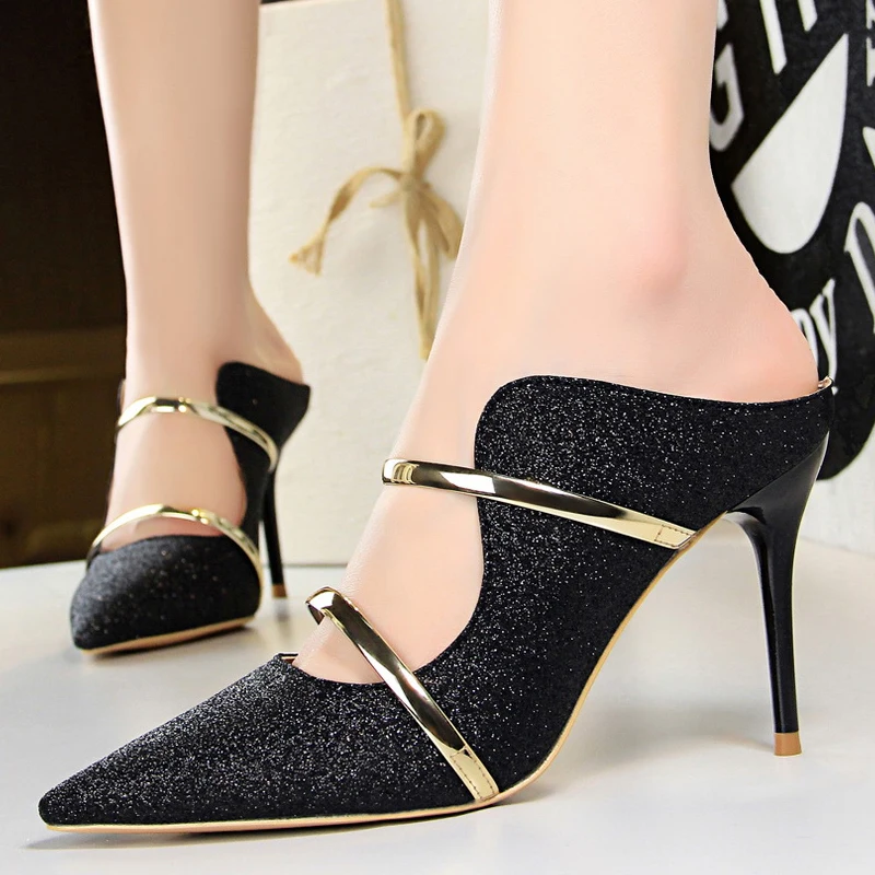 

Shoes Fashion Women Pumps Sequin Cloth High Heels Stiletto Sexy Party Shoes Summer Women Sandals Slippers Ladies Heels