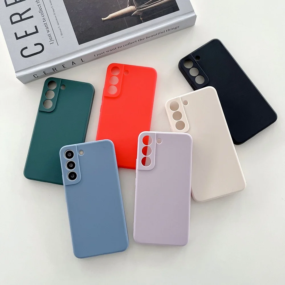 

Solid Color Soft Shockproof Case For Samsung Galaxy S22 Ultra S21 Plus Note 20 S20 FE A52 A33 A71 4G Silicone Bumper Back Cover
