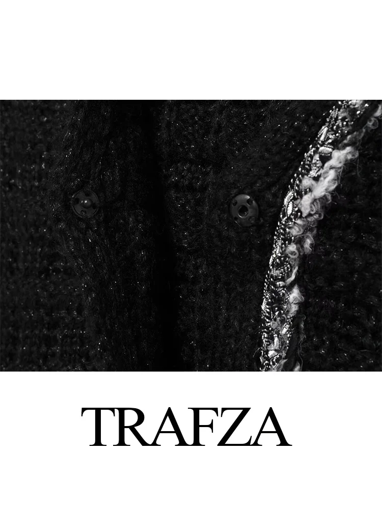 TRAFZA осенний женский элегантный жилет с v-образным вырезом без рукавов вязаные