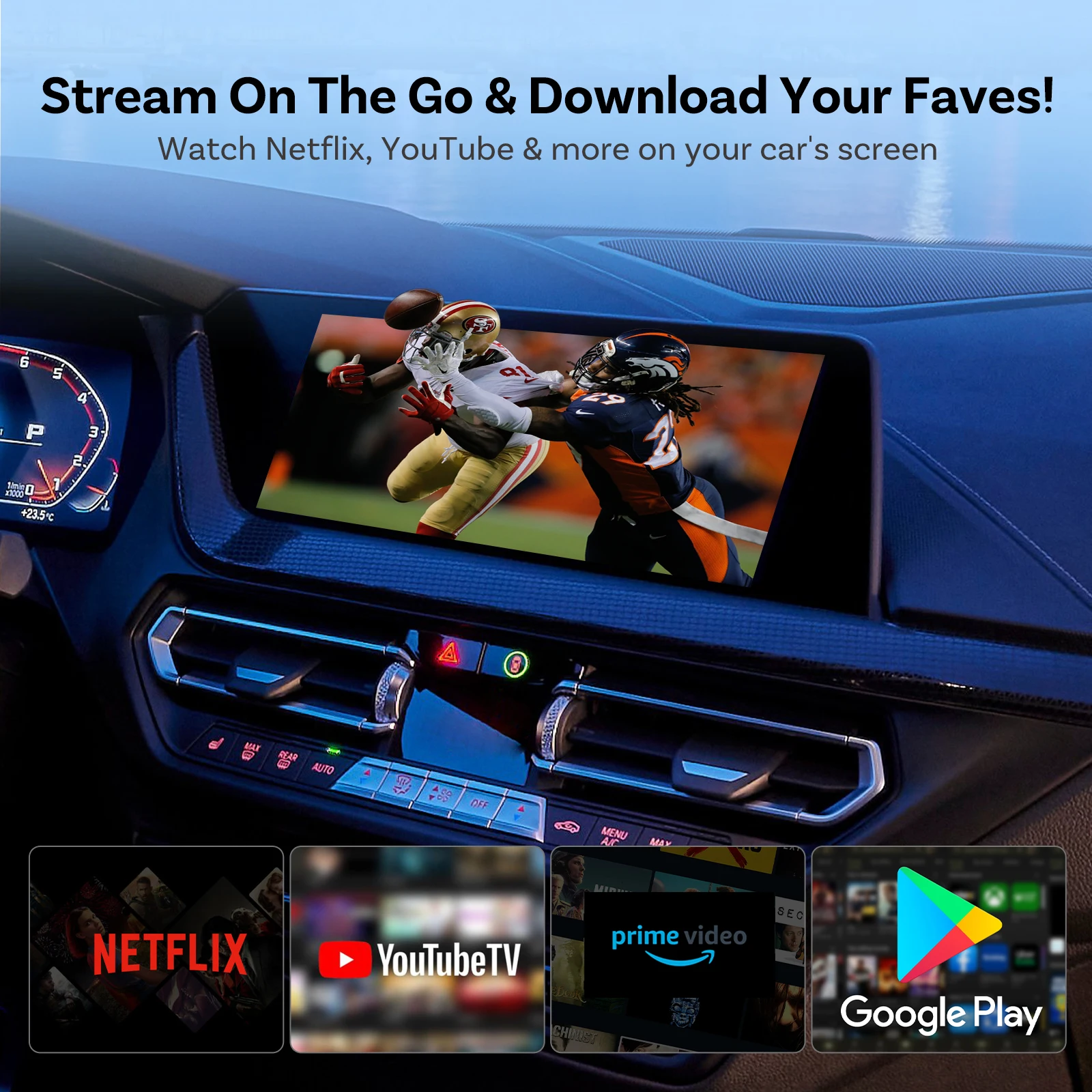 Фото OTTOCAST I3 AI Box Android 13 8+128 ГБ с беспроводным CarPlay и Android Auto, Netflix, YouTube, Play Store, совместим с OEM-устройствами с беспроводным CarPlay. №3
