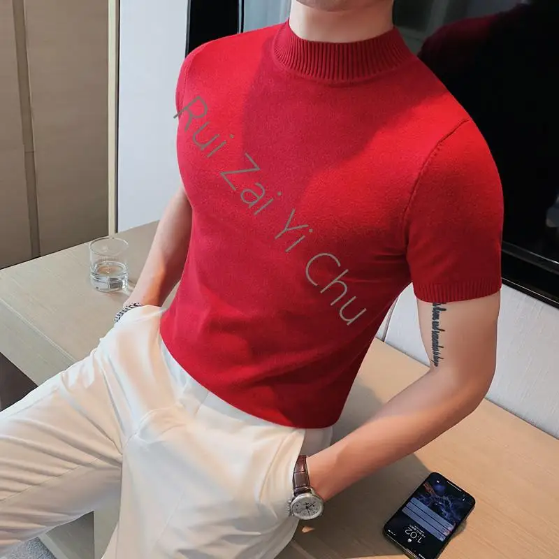 Autumn Winter New Turtleneck Sweaters for Men Clothing 2023 Simple Slim Fit Casual Knitted Pullovers Pull Plus Size 4Xl-M