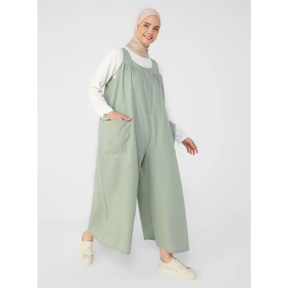 

Комбинезон Dorlie с толстыми лямками, пуговицами и карманами-Античный Зеленый