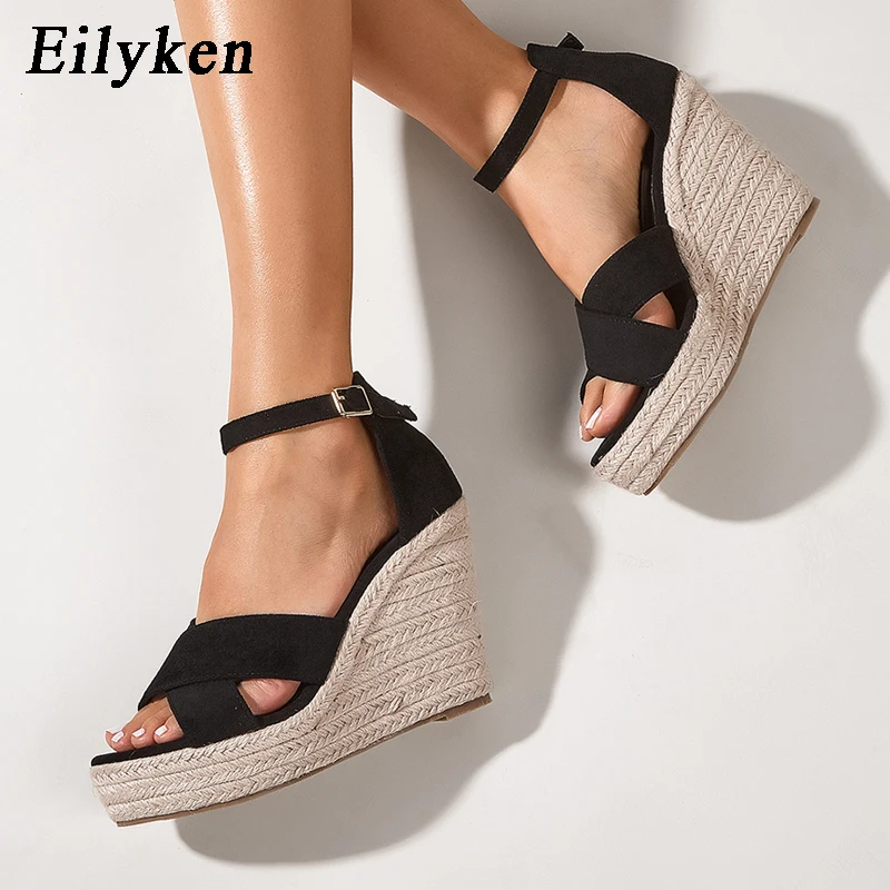 

Eilyken Fashion Hollow Out Female Casual Comfortable Roman Sandals Woman Open Toe Buckle Strap High Heels Wedge Platform Shoes