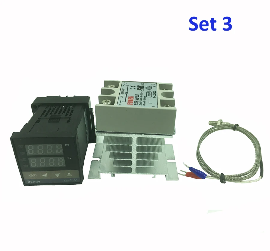 

Цифровой термостат REX-C100, регулятор температуры, выход SSR, датчик термопары типа K 48x48 + SSR 40DA, твердое реле + датчик