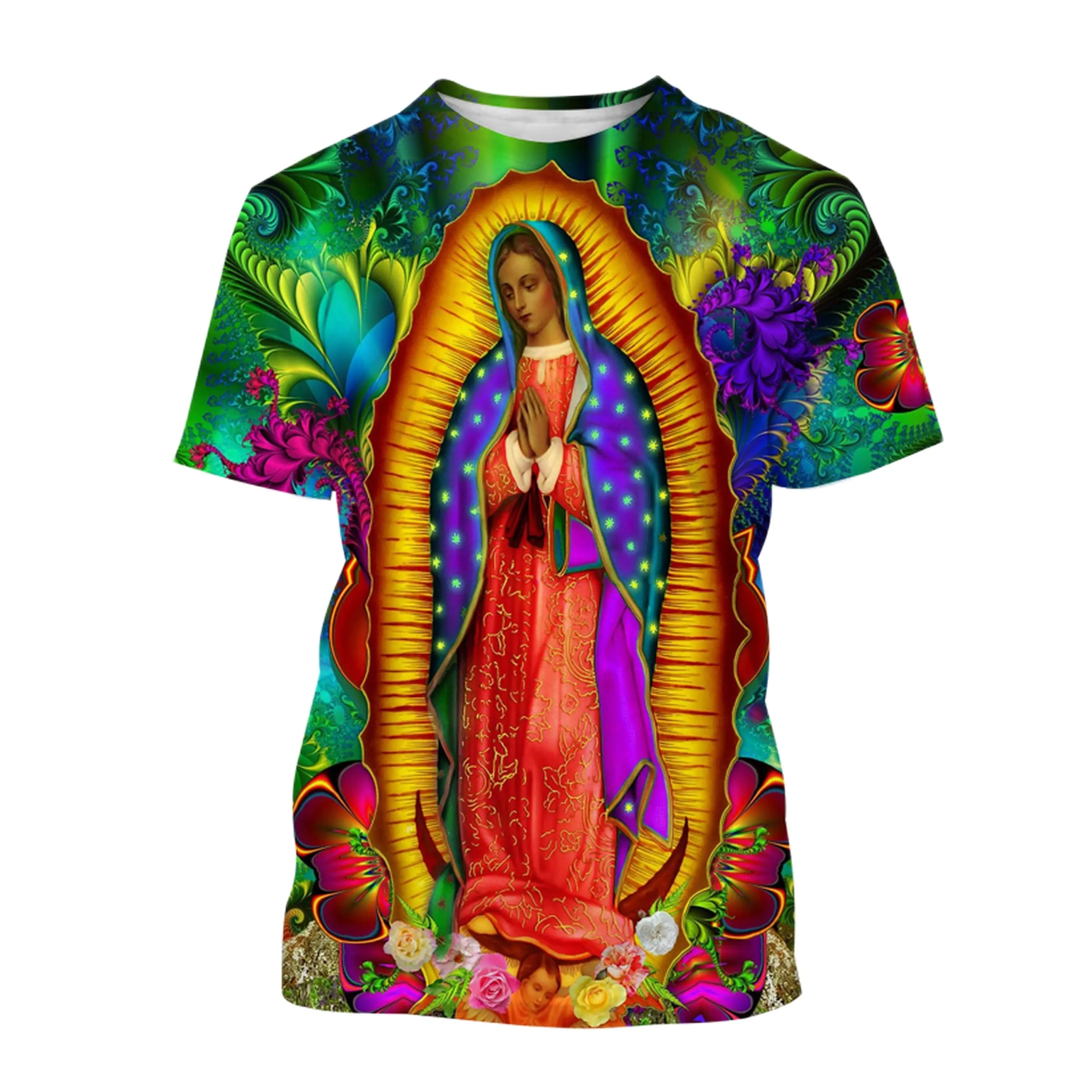 

2023 Men's/Women's T-shirtGuadalupe Virgin Mary of Mexico 3D printing T-shirt Unisex casual short-sleeved T-shirt