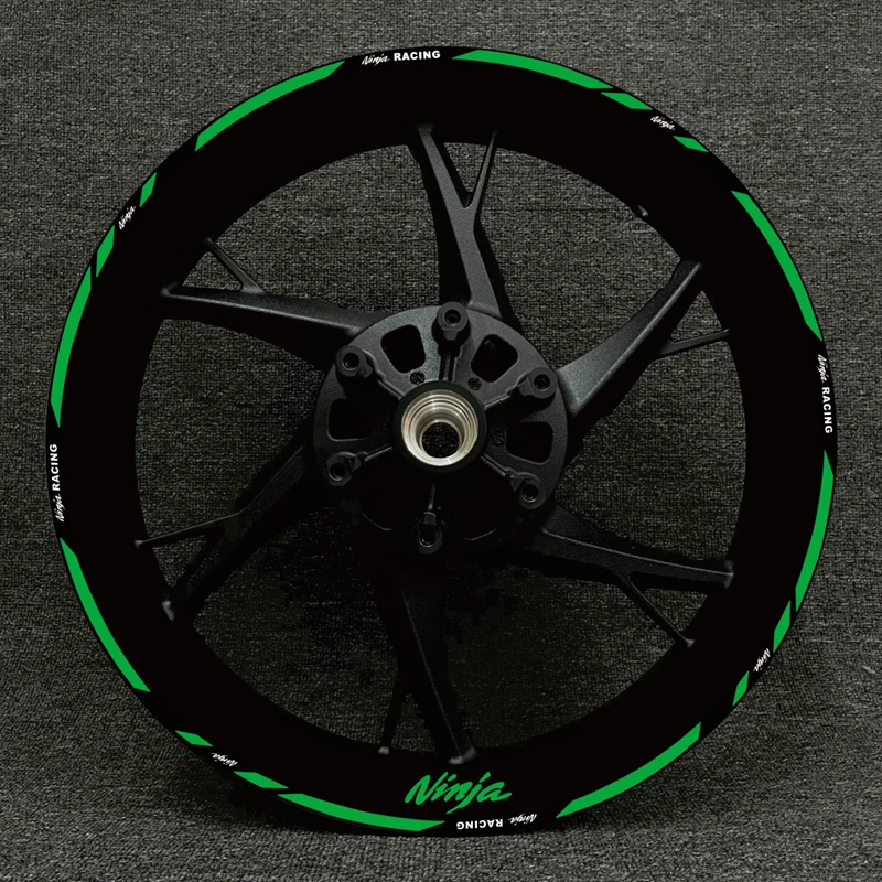 

Светоотражающая наклейка для мотоцикла Kawasaki, 17 дюймов, наклейка на ступицу колеса, декоративный логотип ниндзя 125, 250, 300, 400, 650, 10R, 14R