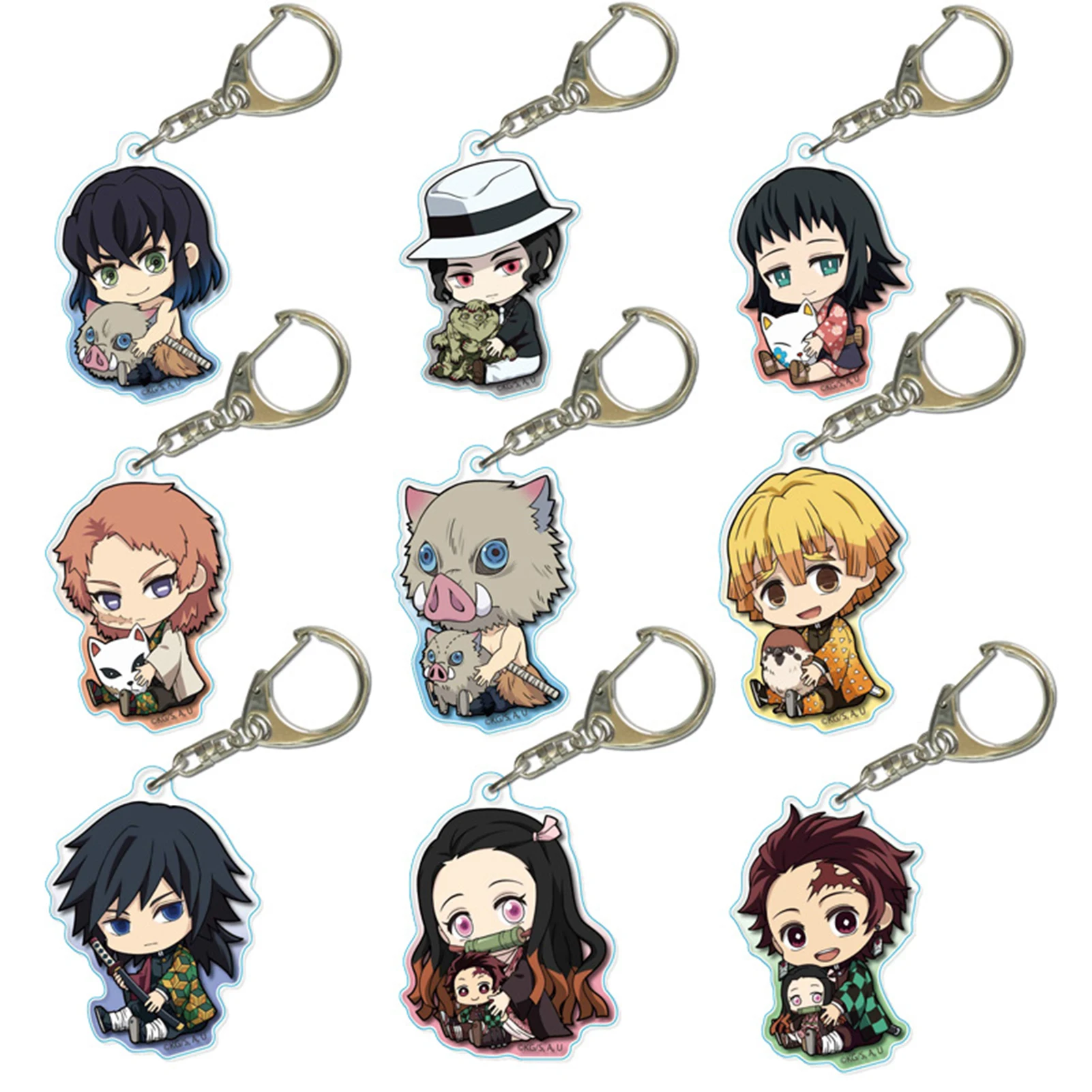 

Anime Demon Slayer Keychain Acrylic Kimetsu no Yaiba Blade of Ghost Keychains Key Cover Chain Keyring Jewelry Accessories Gifts