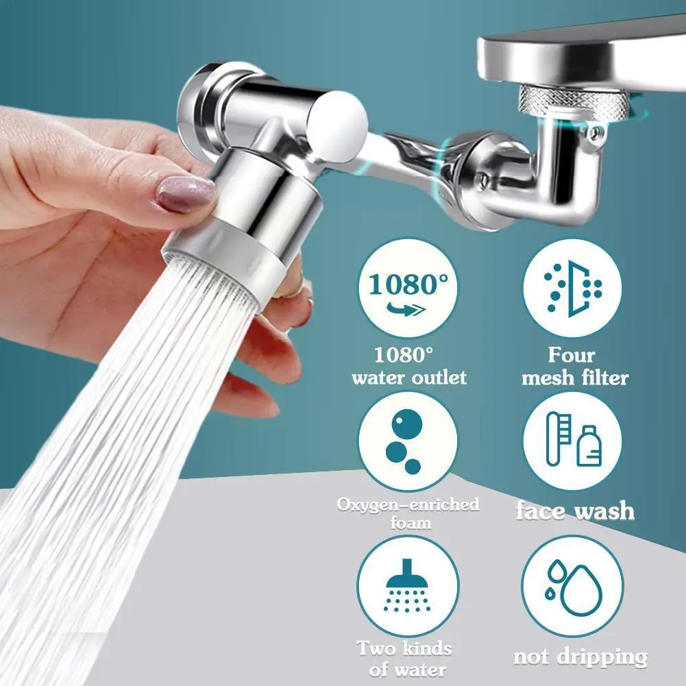 

1080° Rotation Basin Faucet Extender Faucet Splash Filter Arm Faucets Nozzle Faucet Bubbler Kitchen Robotic Extension Washb I7f7