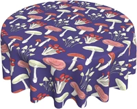 beautiful cartoon mushrooms round tablecloth colorful mushroom circular table cover decorative for dining room 60 inch