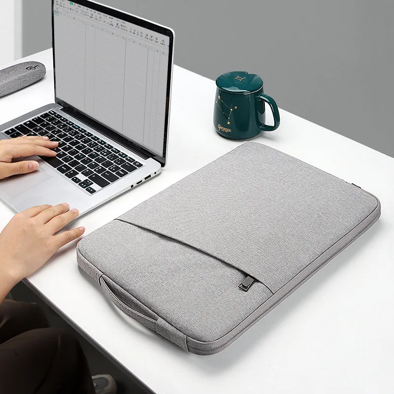 

Side Carry Laptop Bag with Front Bag for iPad 13/14/15 inch Notebook Case for Macbook Computer Handbag Laptop Sleeve Briefcase