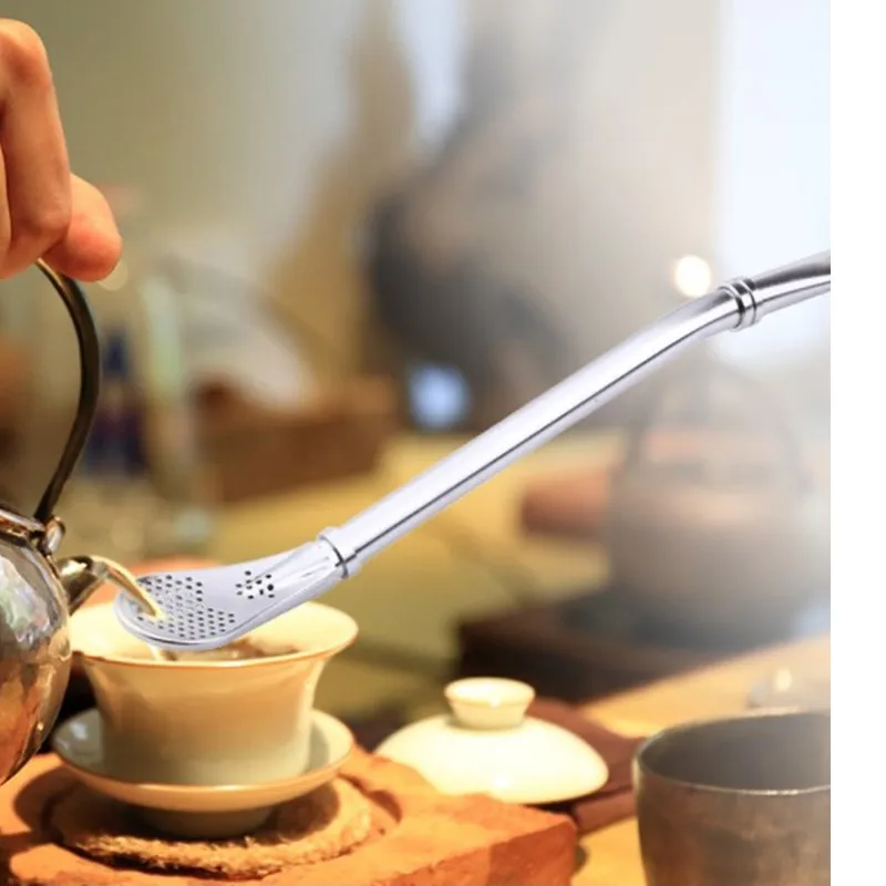 

Household Spoon Tea Coffee Filter Silver Easy To Clean Stainless Steel Mate Filter Spoon Can Be Recycled Spoon 1PC