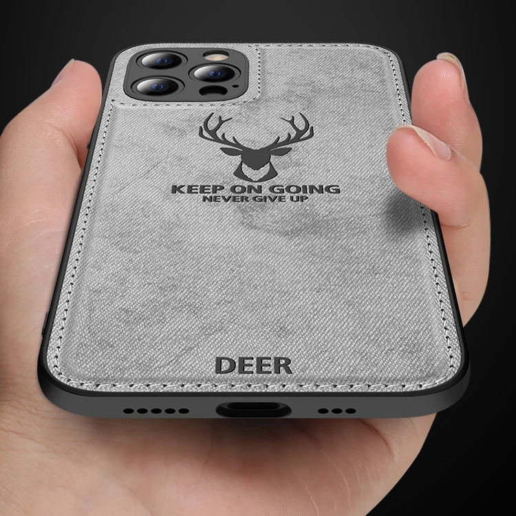 

Shockproof Cover for iPhone 12 Pro Max Mini 13 11 7 8 Plus 6 6s Silicone Fabric Deer Cloth Case For For iPhone XS X XR SE 2020