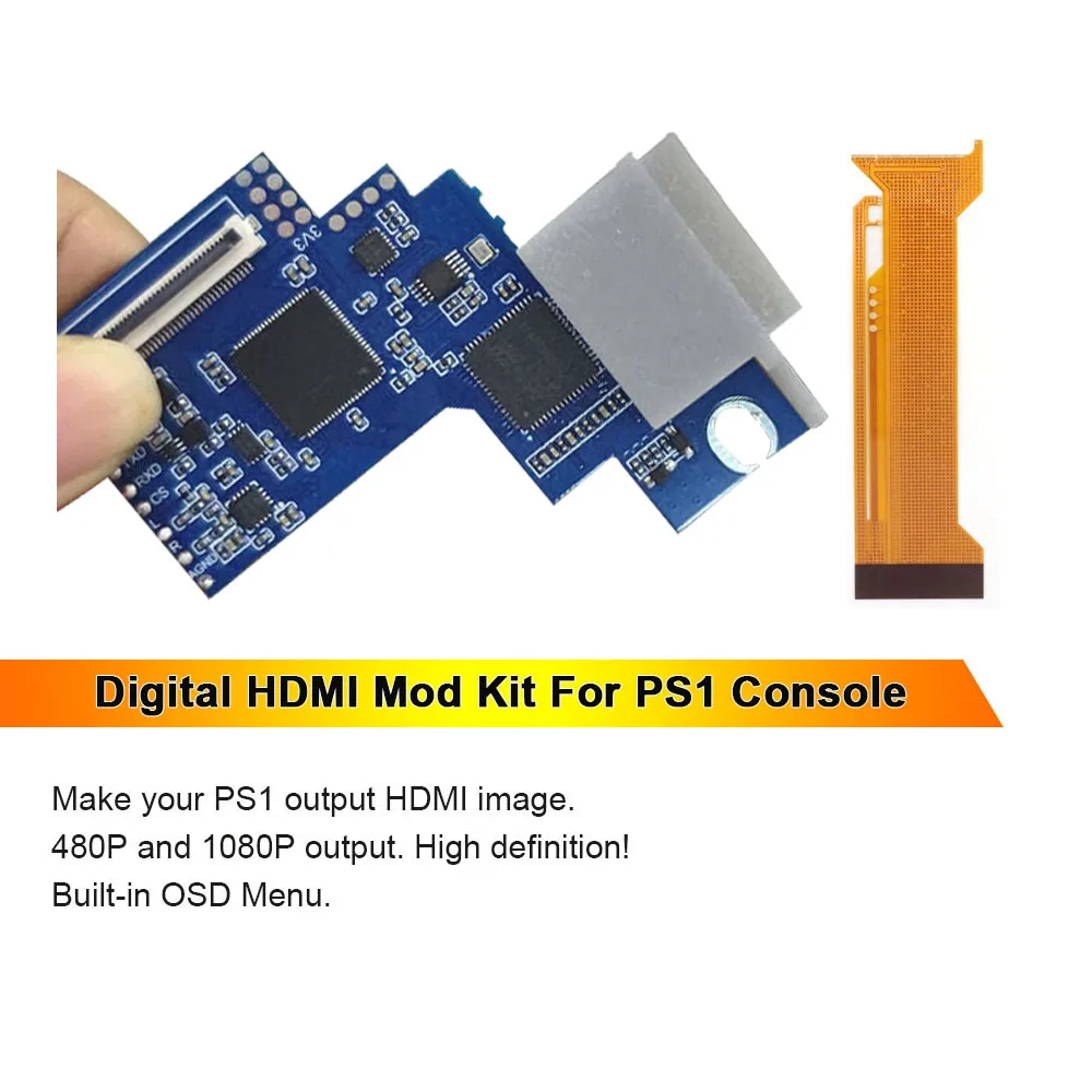 Фото Комплект для модификации HDMI-порта (цифровой-цифровой) для PS1, внутренняя плата для подключения к телевизору, комплект для модификации консоли PlayStation PS1 №1