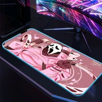 anime rgb mouse pad pink ghostface kawaii desk accessories gaming laptops keyboard mat led mousepad gamer deskmat mause pc pads