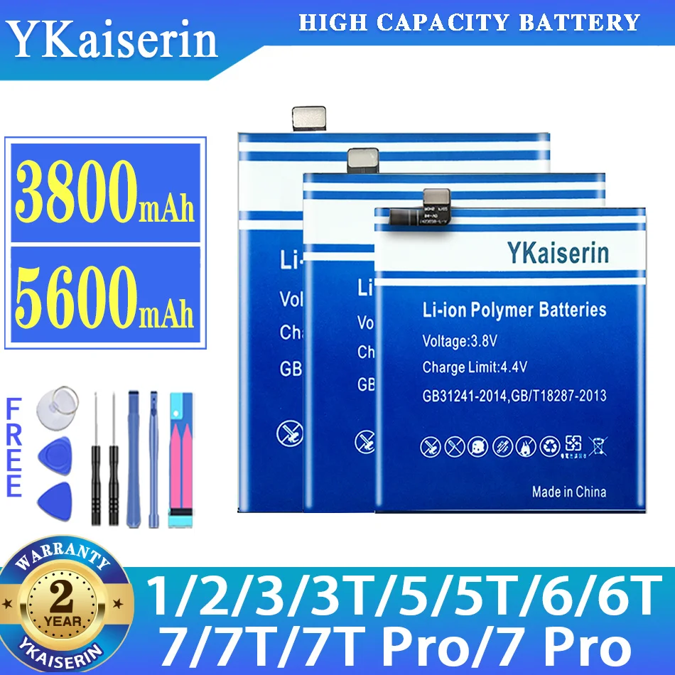 

YKaiserin high quality Battery For OnePlus 1/2/3/3T/5/5T/6/6T/7/7T/7TPro/7Pro/For OnePlus 1+ 1/2/3/3T/5/5T/6/6T/7/7T/7TPro/7Pro