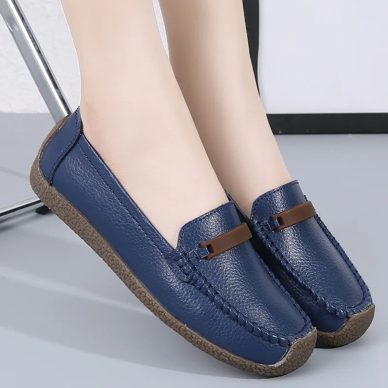 Minimalist Leather Women's Loafers with A Cattle Tendon Sole That Is Slip-resistant and Wear-resistant
