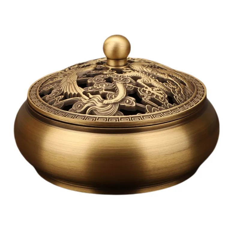 

Antique Copper Incense Burner Pure Copper Household Zen Xuande Stove Plate Sandalwood Burner Accessories Carving Home Decoration