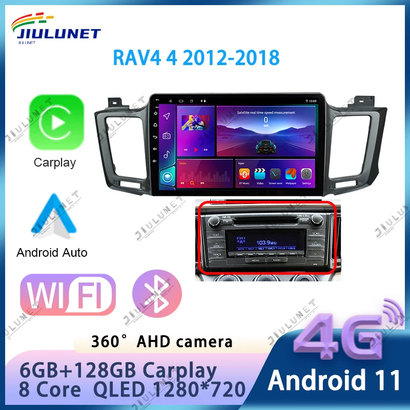 

Мультимедийная магнитола JIULUNET для Toyota, мультимедийный видеоплеер на Android 11, с 8-ядерным процессором, 4G, Wi-Fi, gps, для Toyota RAV4 2012-2018, типоразмер 2 din