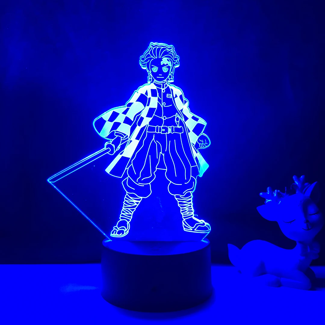 

Kimetsu No Yaiba Tanjiro Kamado Figure Led Night Light for Kids Bedroom Decor Nightlight Child Desk 3d Lamp Demon Slayer Gift