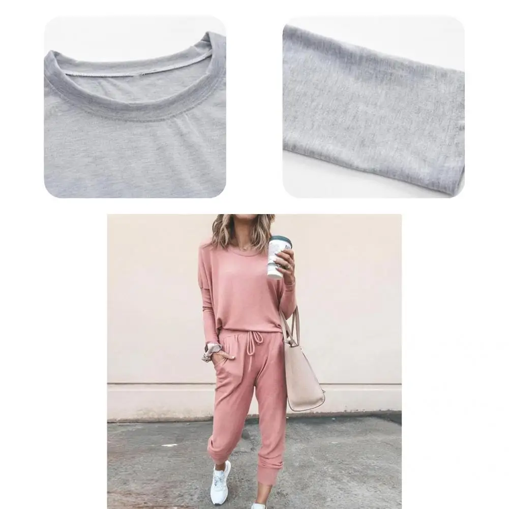 

Sports 2 Pcs/Set Trendy Casual Spring Suit Loose Spring Suit O Neck for Work