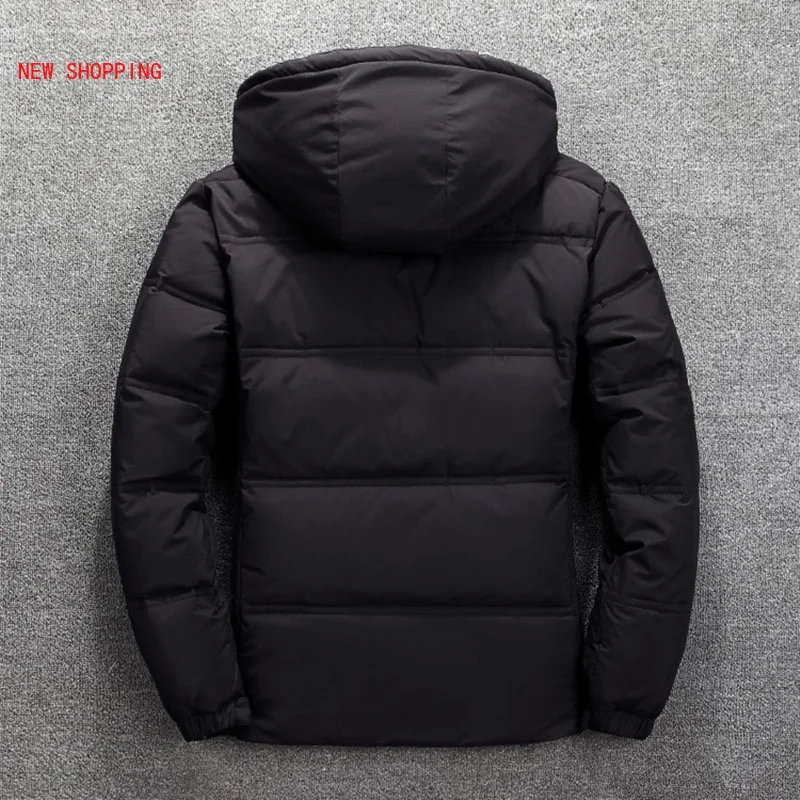 Quality Brand Men Down Jacket Slim Thick Warm Solid Color Hooded Outdoor Coats Fashion Casual Down Jackets Male Outwear black