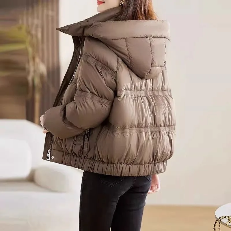 Корейские повседневные хлопковые парки с капюшоном зимние теплые новые