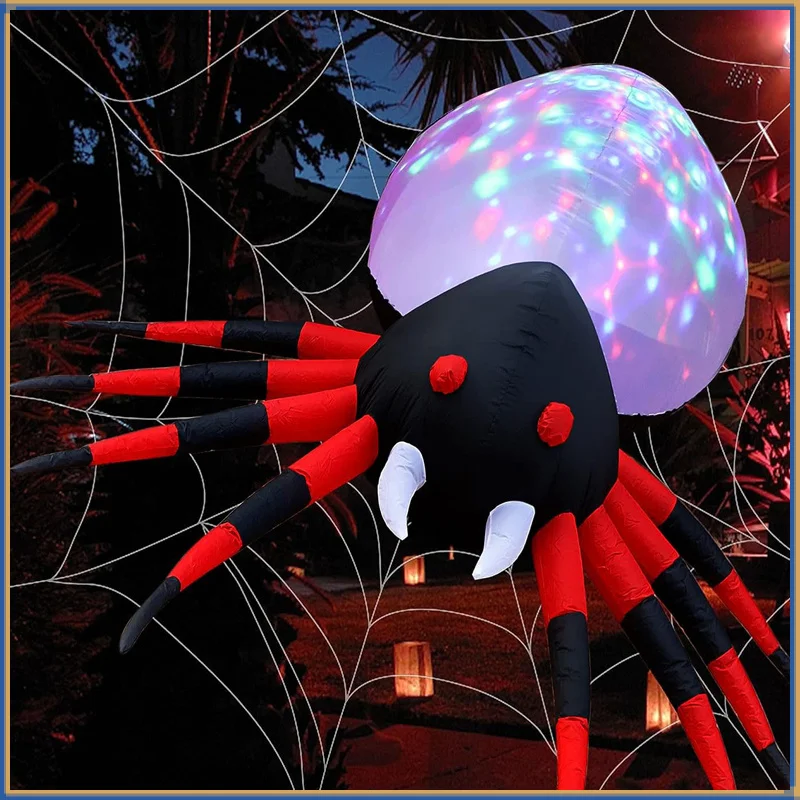 

2023 8 Ft Halloween Inflatables Giant Red Spider Build-In Swirling Led Lights Blow Up Party Decoration Outdoor Garden Yard Lawn