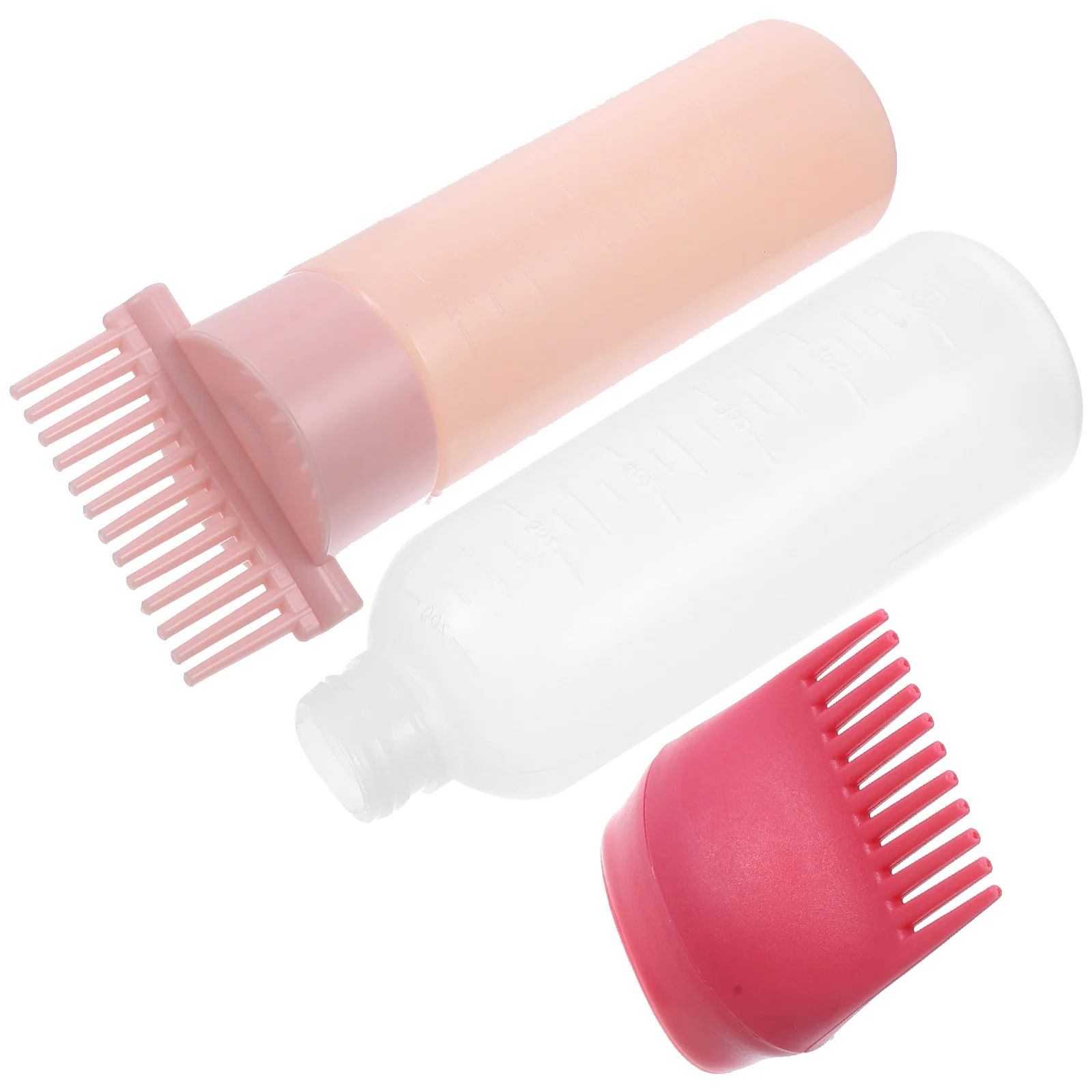 

2 Pcs Oil Comb Hair Dye Bottle Pink Outfit Applicator Scalp Dispenser Care Coloring Tools Root