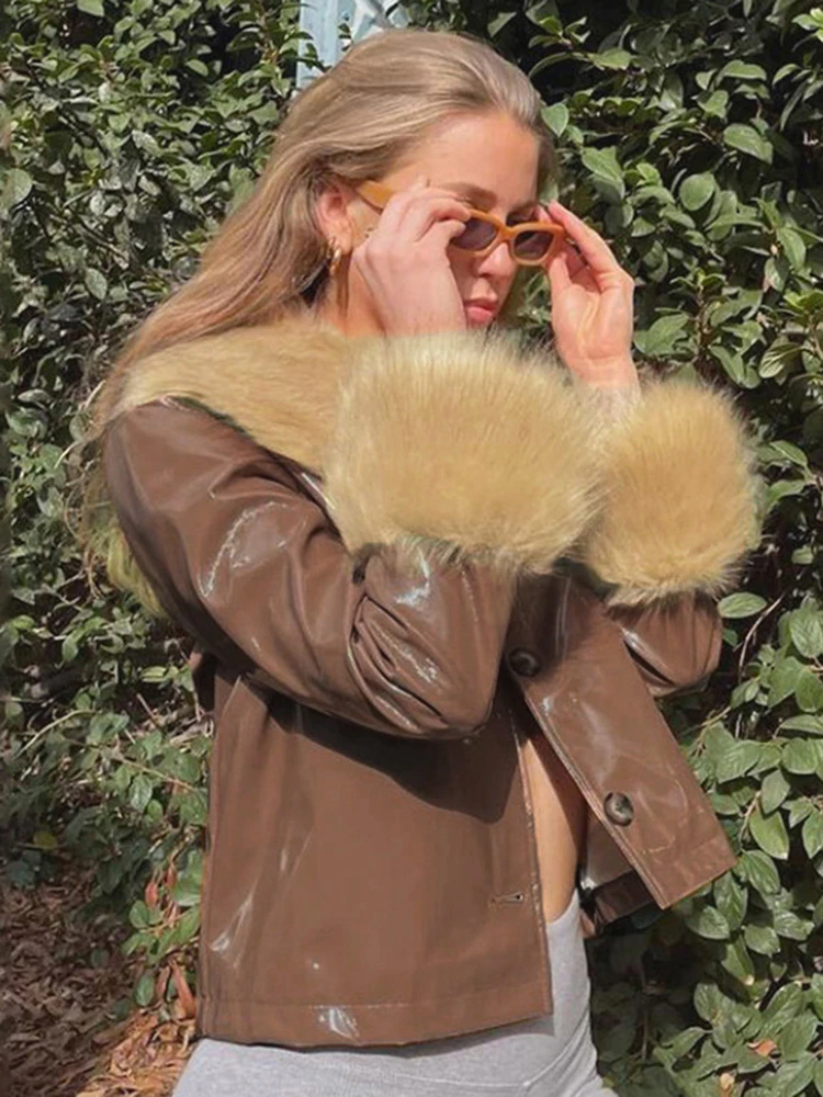 Женские кожаные куртки с меховым воротником Rockmore осенне-зимние ветрозащитные