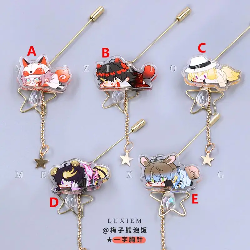 

Anime Metal Badge Virtual YouTuber Luca Vox Mysta Shu Ike Pin Brooch