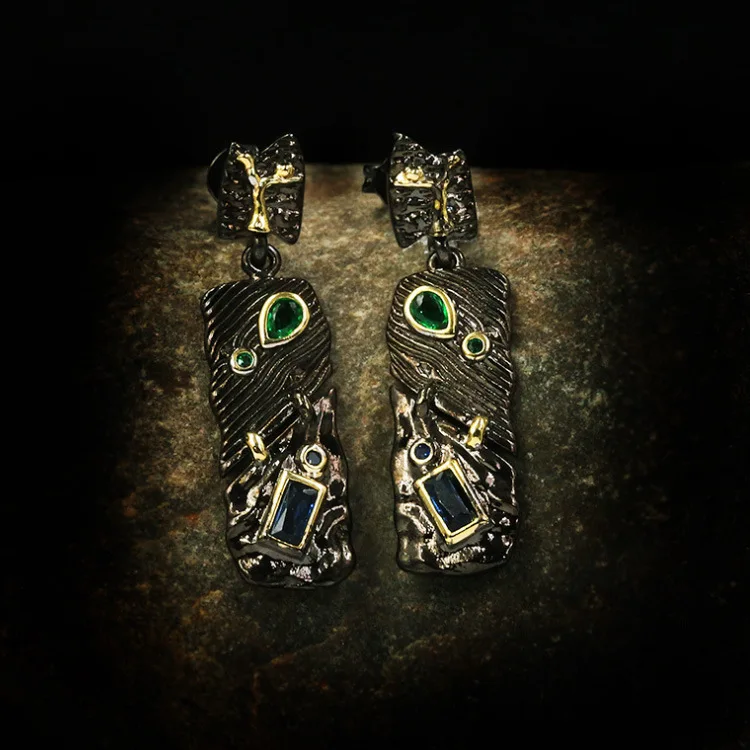 Креативное Черное золото ювелирное изделие из трех частей для женщин рельефное