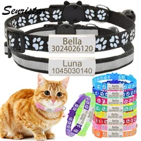 personalized 2 pack reflective nameplate cat collar bell custom engraved safety breakaway nylon name tag cat collar for kitten