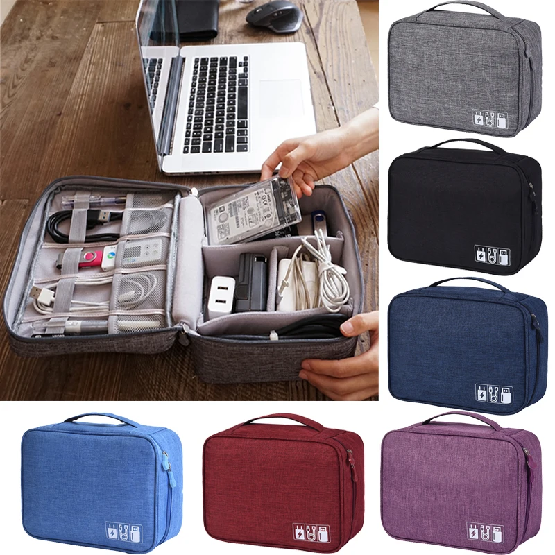 Travel Cable Bag Portable Digital USB Gadget Organizer Charger Wires Cosmetic Zipper Storage Pouch Kit Case Accessories Supplies