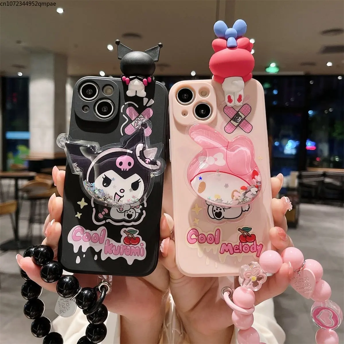 

3D Sanrio Kuromi My Melody With Lanyard Phone Case for IPhone 14 13 12 11 Pro Max Mini X XR XS MAX 7 8Plus Back Cover Girl Gift