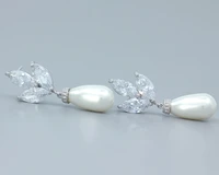 luxury fashion exquisite water drop pearl zircon earrings for women girl jewelry gift