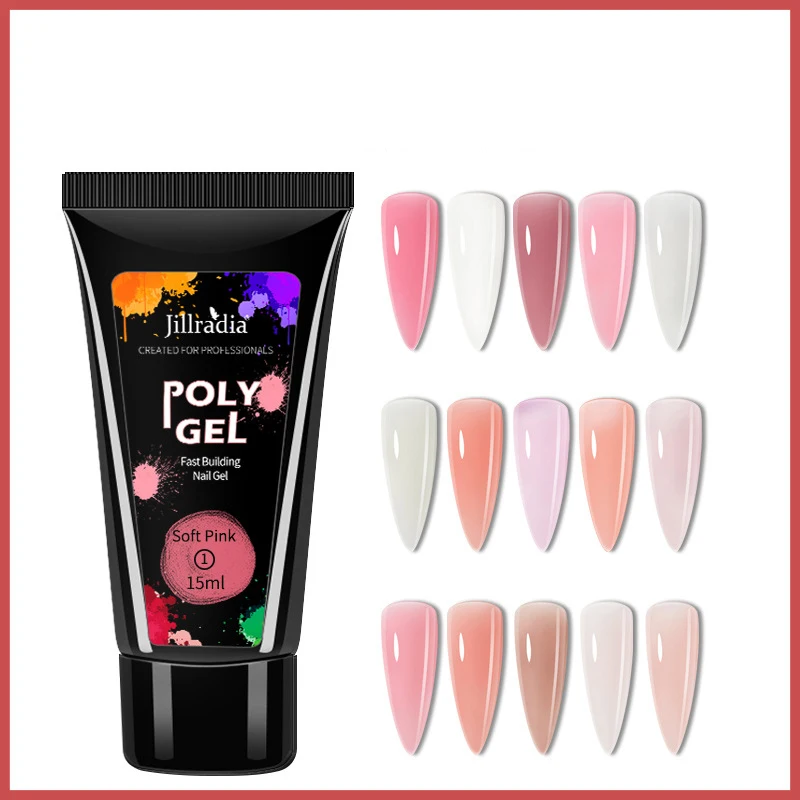 15ml 0.5 fl.oz Poly Acrylic Gel For Nail Extension Finger Quick Building Gel Nude/Pink/White Enamel Polygels Builder Polish Gel