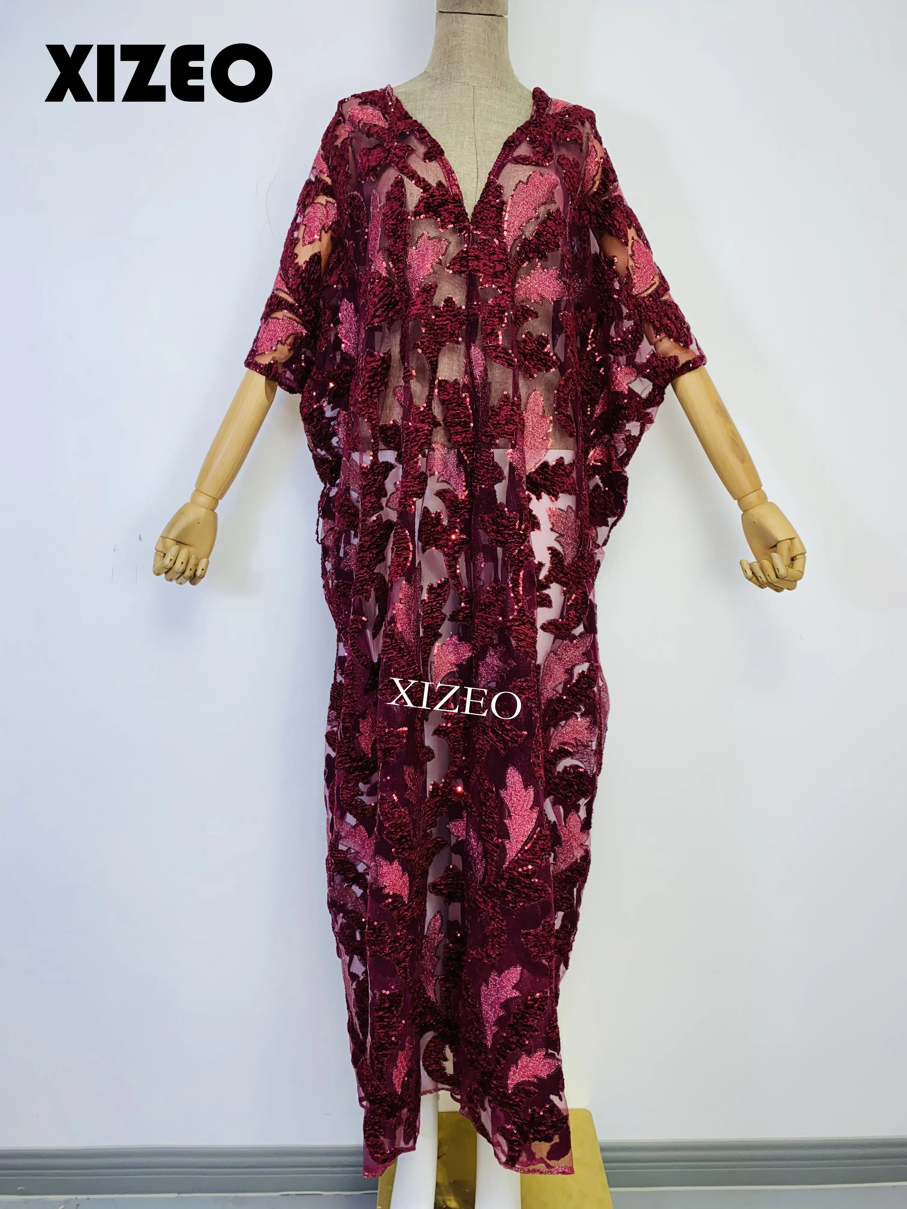 XIZEO Elegant Autumn Winter Women Cardigan Kaftan Fashion African Holiday Free Size Long Sleeve Party Wedding Gift Kimono