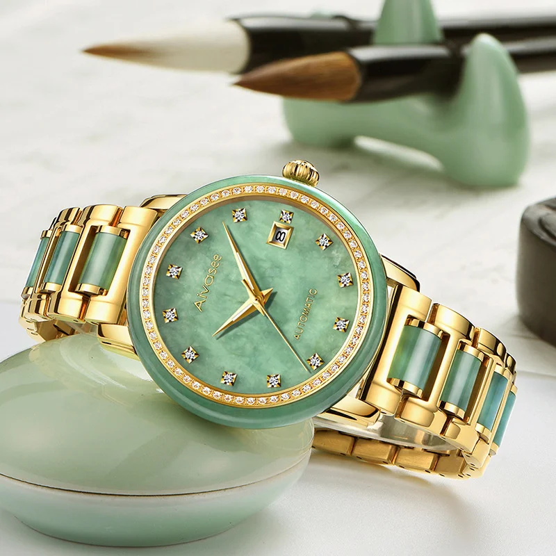 

Swiss luxyry brand Avas Jade Diamond Fully Automatic Mechanical Waterproof Hollow out Fashion Watch for Men and Women