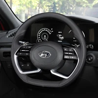 diy hand stitch leather car steering wheel cover for hyundai elantra mistra 10th generation sonata tucson interior accessories