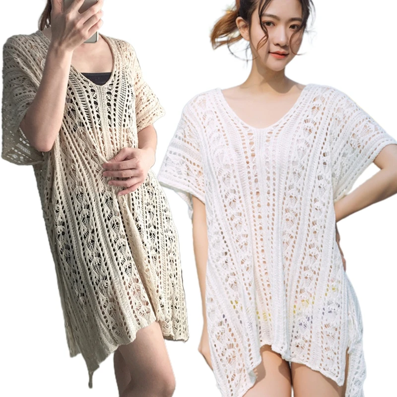 

2022 New Women's Summer Swimsuit Cover Up Long Pareos Sexy Beach Dress Solid Color
