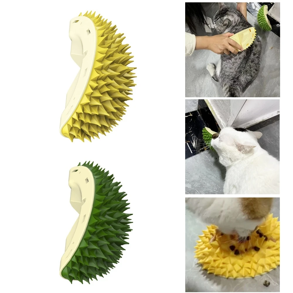 Multi-function Durian Design Cat Head Massager Cat Toys Hair Combs Cat Corner Scratcher Pet Brush Slow Food Bowl Pet Supplies
