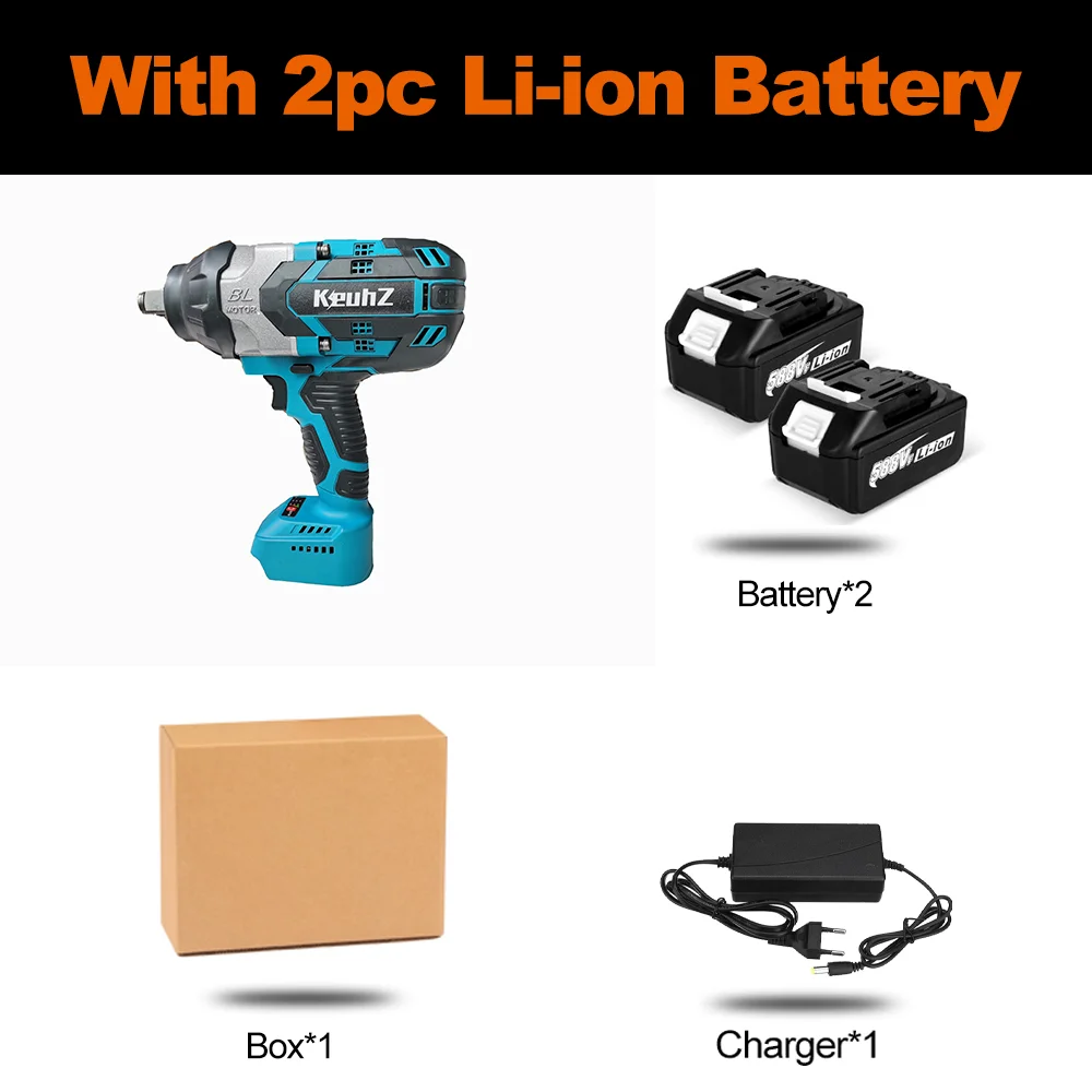 

1400-2000N.M Brushless impact electric wrench 3/4 inch Socket large shaft torque Cordless Driver Tool Makita Battery