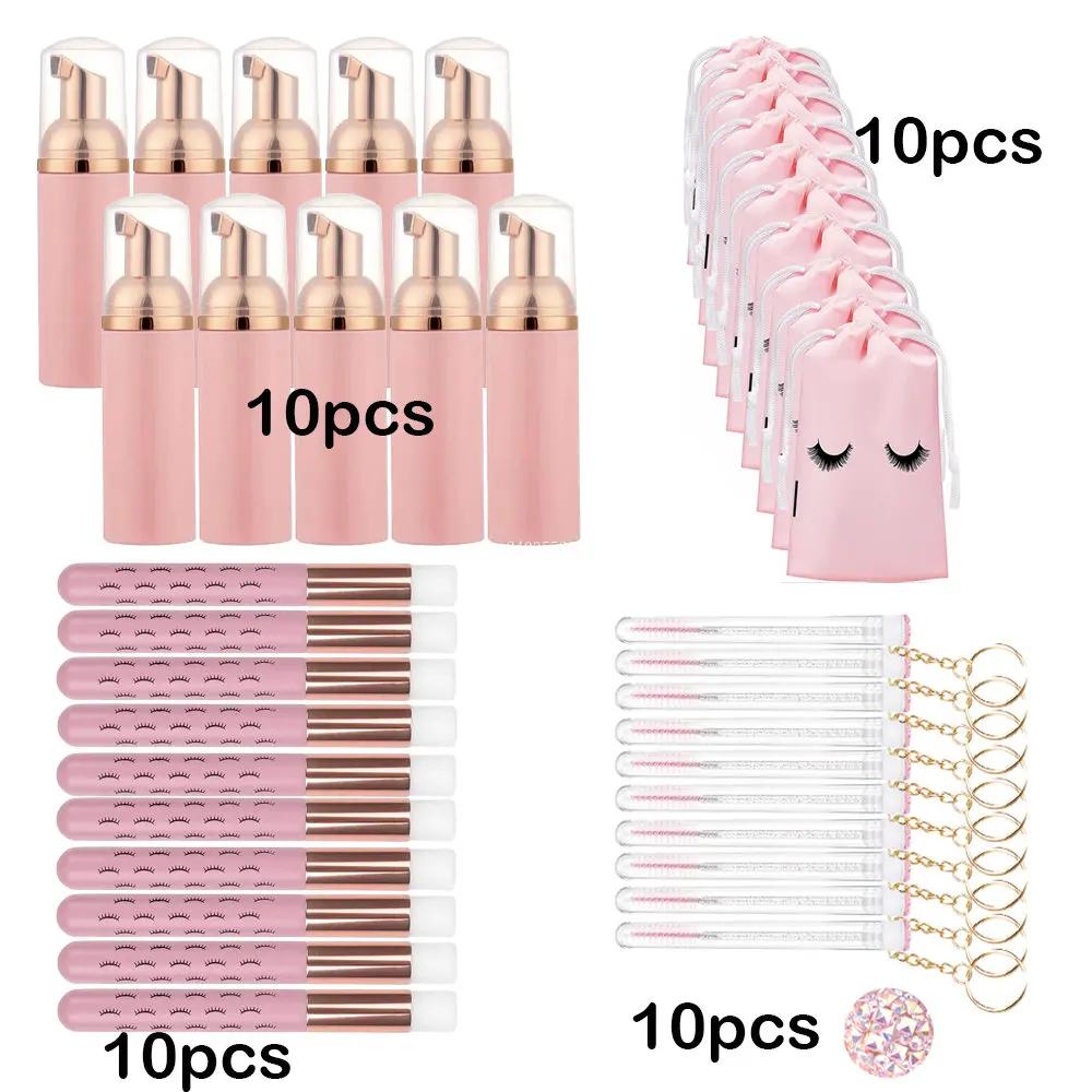 40Pcs/Set Foaming Bottle Brush 60ML Plastic Foaming Pump Bottle Eyelash Makeup Bottle Cleanser Soap Dispenser Skin Care Tools