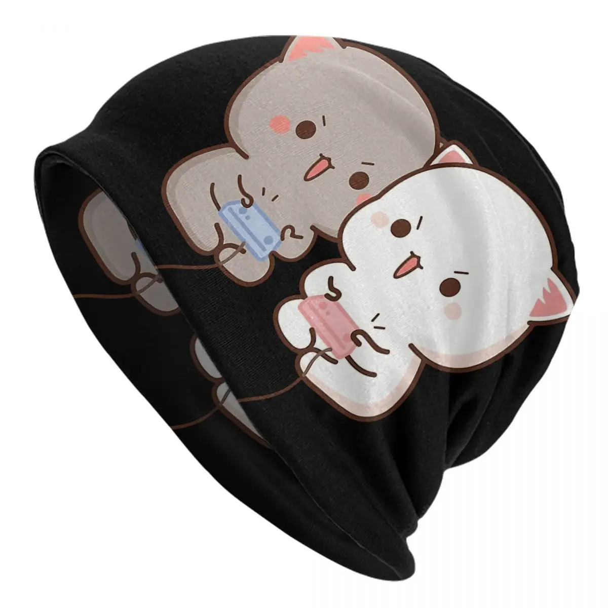 Peach And Goma Mochi Cat Gaming Caps Men Women Unisex Streetwear Winter Warm Knit Hat Adult funny Hats