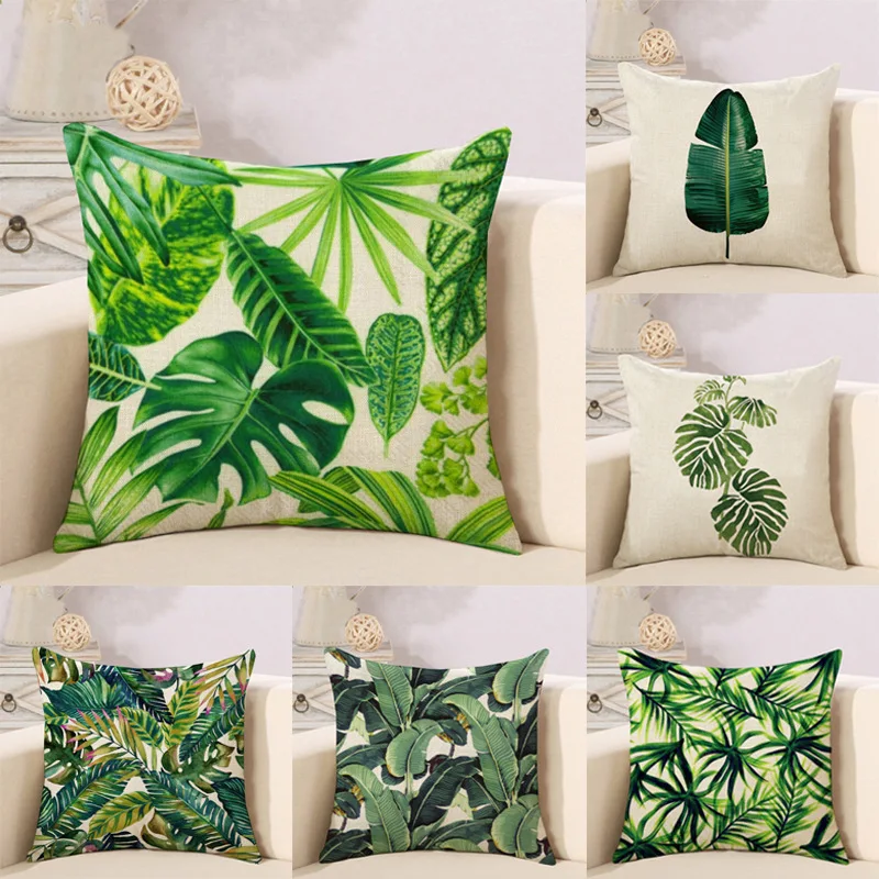 

2022 Ins Tropical Plants Pillow Cover Flower Palm Leaves Colorful Body Cushion Cover Green Sofa Home Garden Decor Pillowcase
