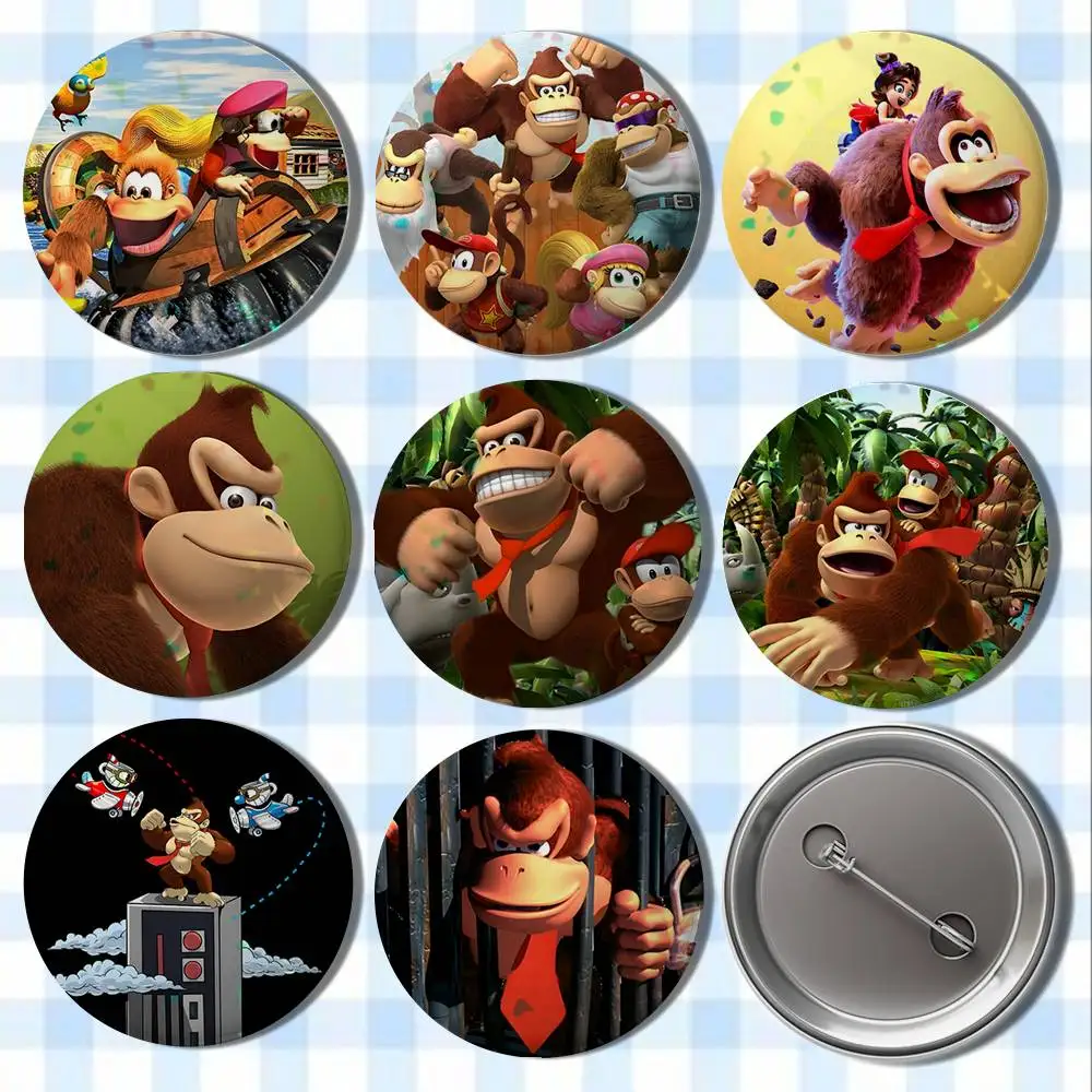 Фото D-Donkey Kong игровые значки на пуговицах, круглая креативная брошь на булавке, значок, сумка, декор, аксессуары для фанатов, подарки для друзей №1